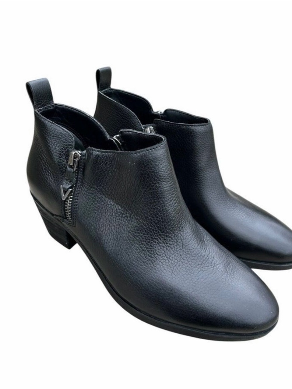 New Vionic Cecily Leather Side-Zip Comfort Ankle Booties Boots in Black 7W